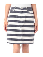 ボーダーミディスカート/ブラック(319)