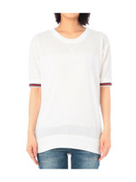 袖ボーダー裏毛プルオーバー/ホワイト(002)