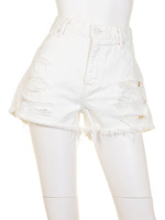 CRUSHED JEAN SHORTS/LtINDIGO