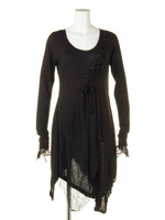 （REVIL）レース重ね編みあげイレヘムワンピ/ブラック