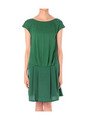 ジャージ切り替えシフォンワンピース/グリーン系(026)