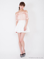 ハイウエストジョーゼットショーパン/パープル