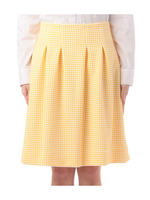 格子織り柄ミディ丈タックスカート/レモンイエロー(331)