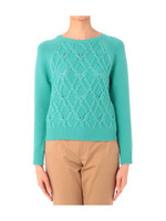 編み柄ラグランスリーブニット/グリーン系(021)