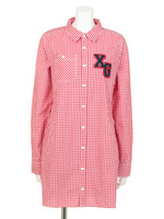 GINGHAM SHIRT DRESS/RED