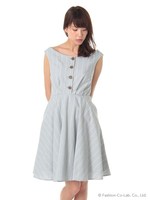 【dazzlin】ストライプリボンワンピース/ブルー