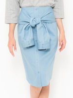 フェイクスリーブ付タイトシャツスカート/サックス