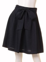 ポリエステルブッチャーリボン付フレアSK/オフホワイト