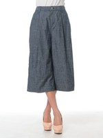 ・シャンブレーワンタックガウチョパンツ/Indigo