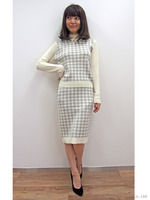 ギンガムニットスカート/ネイビー