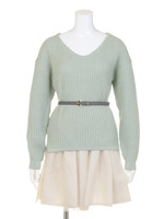 ニット×SK×ベルト3点SET/イエロー