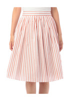 ピンストライプミディ丈フレアスカート/レッド系(362)