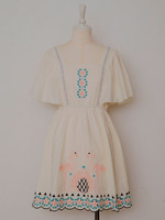 フラミンゴカットワークワンピ/OFF WHITE