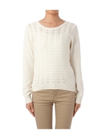 編地切り替え透かし柄ニットプルオーバー/グレー系(012)