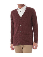 麻混杢デザインカーディガン/レッド系(068)