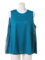 サイドプリーツシフォンタンク/ブルー