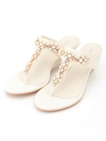 パール＆ビジュートングウェッジサンダル/ORANGE