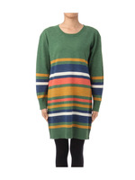 ボーダー柄ニット長袖ワンピース/ブルー(192)