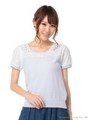 レーシー切り替え装飾ニット/シロ