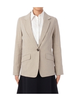 混麻ストレッチジャケット/ネイビー系(093)