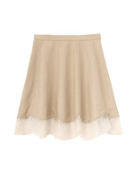 裾レース切り替えドレープスカート/ライトオレンジ(066)