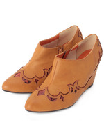 パイソン柄ウエスタン調インヒールブーティ/ブラウン系(042)