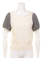 Gingham check Puff Knit/Off White