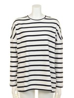 JERSEY STRETCH  BORDER LONG SLEEVE TOP/WHITE*GREY