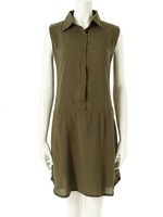 【Edit Sheen】ノースリーブシャツワンピース/カーキ