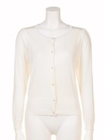 １４Ｇクルーネック長袖カーディガン/ブルー