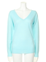 シンプル無地ニット/ブルー