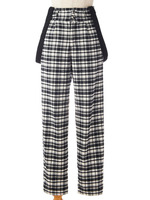 バックリボンハイウエストパンツ/シロ×クロ