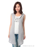 フード付ジレ/クロ