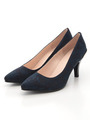 ポインテッドトゥゴールドポイントパンプス/紺