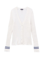 [S]リブ編みVネックニットカーディガン/イエロー系(032)