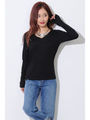 【OU】ベーシックVネックカットTOP/RED