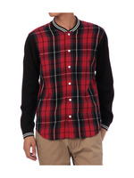 スタジャンデザインチェックシャツ/レッド系(962)