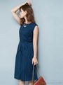 ストライプオールインワン/ネイビー