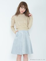 フェイクスエードフレアスカート/ライトブルー