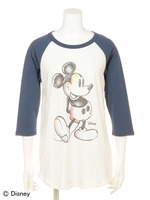 ミッキーマウス 七分袖ラグランTシャツ/Sugar/NewNavy