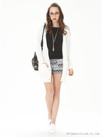 無地ロングニットカーデ/BLK