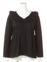 JERSEY×LACE PULLOVER/BLACK