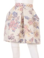 フラワープリントミドルスカート/BLK