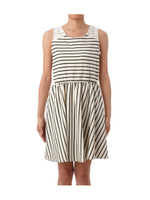 フラワーレースレイヤードボーダーワンピース/ホワイト(204)