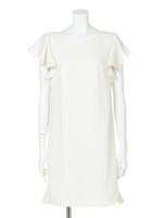 ラッフルスリーブサックワンピース(ストライプ)/ストライプ