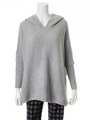 リブ袖フード付ポンチョプルオーバー/ライトグレー