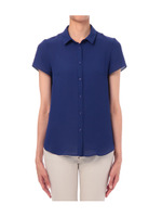 [L]ジョーゼットシャツ/ブルー系(091)