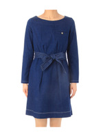 ウエストリボンデニスワンピース/ブルー(092)