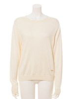 カシミア混ベーシッククルーネックニット/カーキ