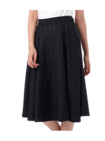 ストライプフレアミモレ丈スカート/ダークグリーン(323)